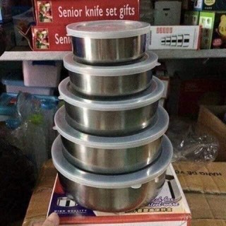 Bộ 5 bát inox có nắp đậy