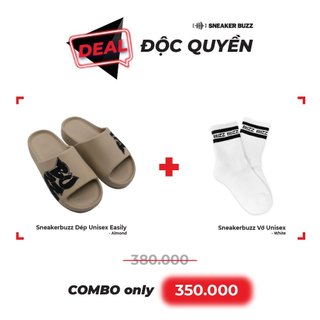 Sneakerbuzz dép unisex easily-almond + sneakerbuzz vớ unisex-white cbdv2402-006