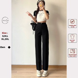 Quần tây nữ ống suông 2 cúc cạp cao Spring Q08/223/P0K14