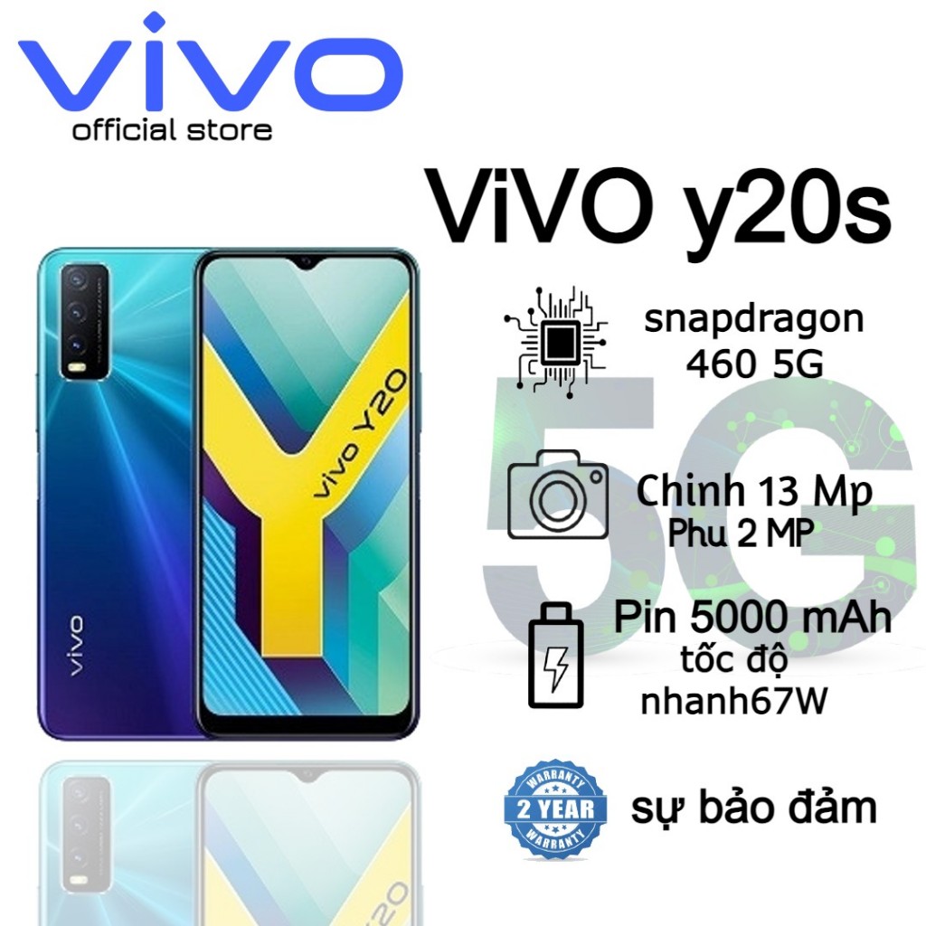 Điện thoại thông minh VIVO Y20s | RAM 6GB + ROM 128GB | Máy ảnh trí tuệ nhân tạo 13MP