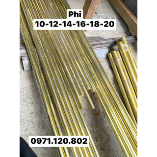 Thanh đồng vàng tròn đặc phi 10-12-14-16-18-20 dài 1m