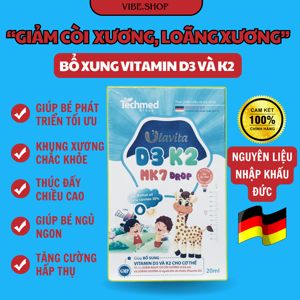 Vitamin d3 k2 Ula Vita tăng chiều cao cho trẻ Lọ 20ml vitamin tổng hợp