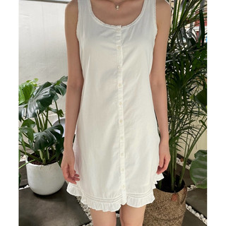 Brandy Melville Arabella Dress (Váy hai dây có khuy vải cotton Brandy Melville màu trắng)