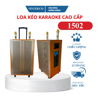 Loa kéo di động ontekco 1502 công suất 600w, bass 40, 2 đường tiếng tặng kèm 2 tay mic kim loại