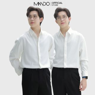 Áo Sơ Mi Trắng Nam Giấu Cúc Form Rộng Dài Tay Cao Cấp MANDO Phong Cách Hàn Quốc Thời Trang Nam MANDO  SMD101