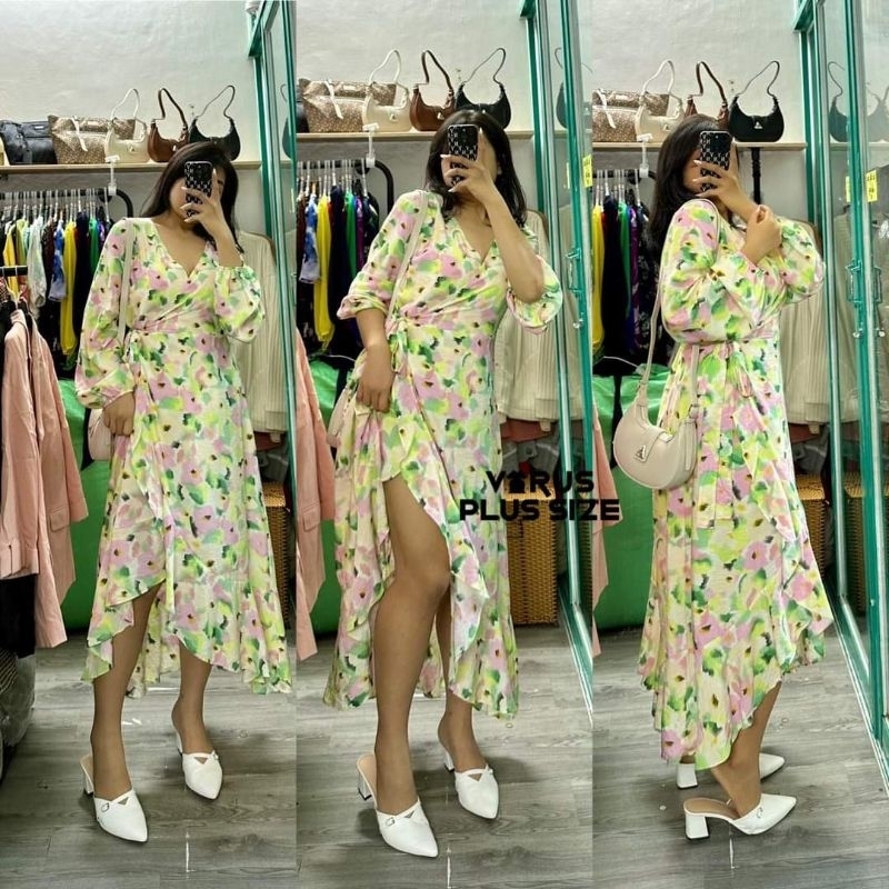 [virusplussize]ĐẦM Midi Wrap Primark xuất xịn bigsize