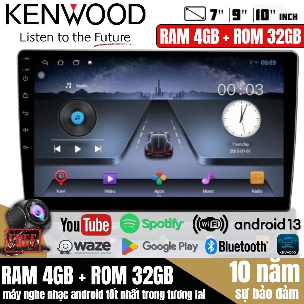 Kenwood✨với hệ thống làm mát✨Android Player 7 9 10 inch (RAM 4GB + 32GB) Máy nghe nhạc MP5 Quad Core Đa phương ti