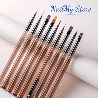 Bộ 9 cây cọ làm móng, set 9 cây cọ nâu học làm nail