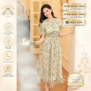 Đầm hoa cổ vuông OLIVIA STORE phong cách tiểu thư đi làm đi chơi đều được