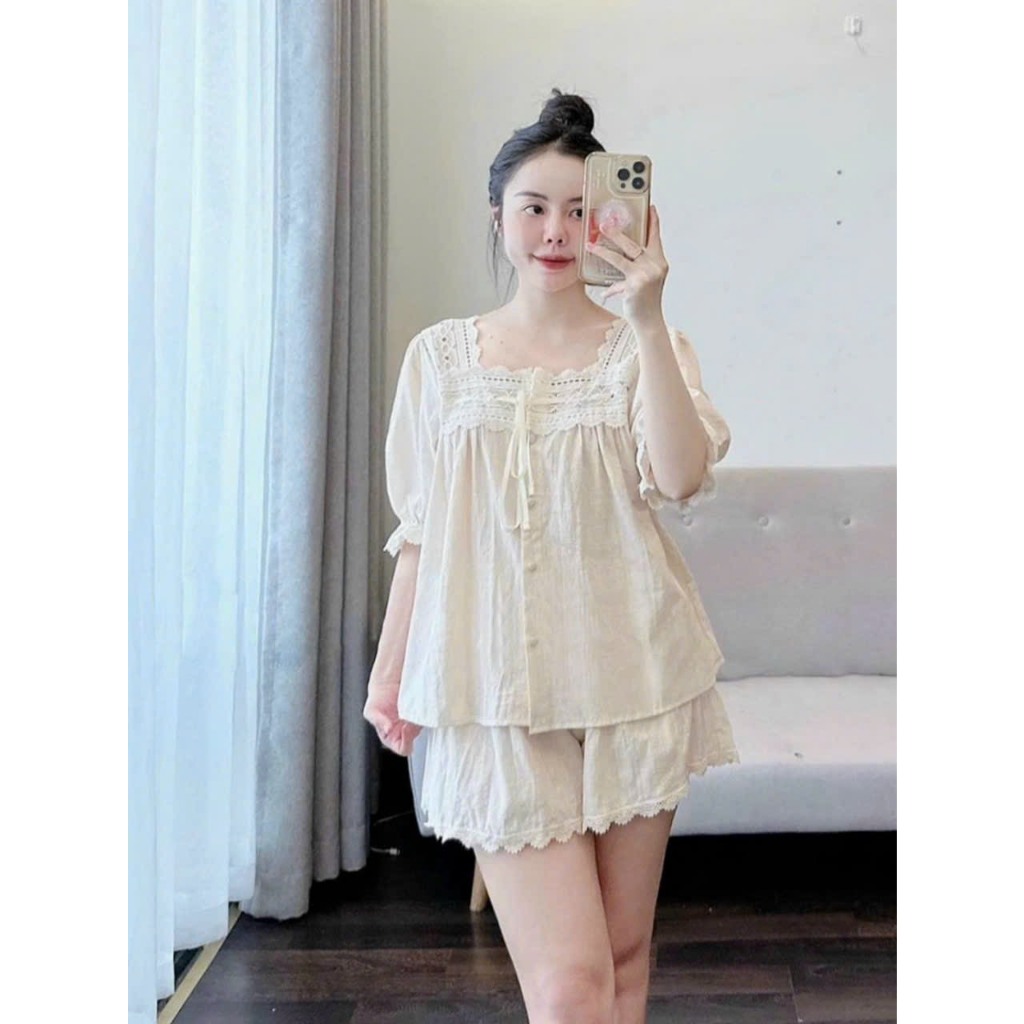 Bộ Đồ Ngủ Mặc Nhà Chất Thô QC Thoáng Mát Cao Cấp Thanh Lịch