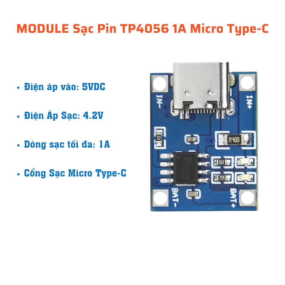 MODULE Sạc Pin TP4056 1A Micro Type-C
