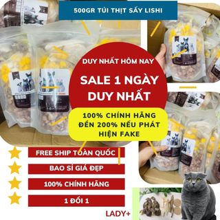 Túi thịt sấy lishi khô/thức ăn sấy lishi khô cho chó mèo 500gr đồ ăn sấy khô ăn vặt