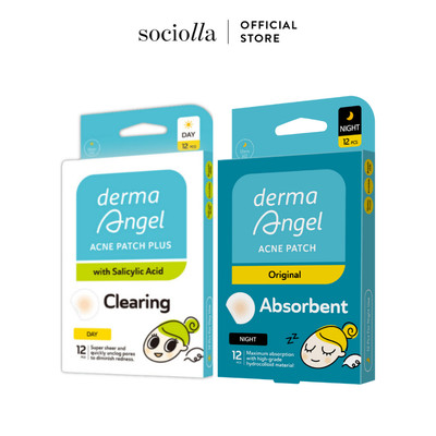 Combo 2 Miếng Dán Mụn Giảm Viêm, Giảm Đỏ, Hút Mụn Dùng Ngày & Đêm Derma Angel Plus & Night 12 pcs