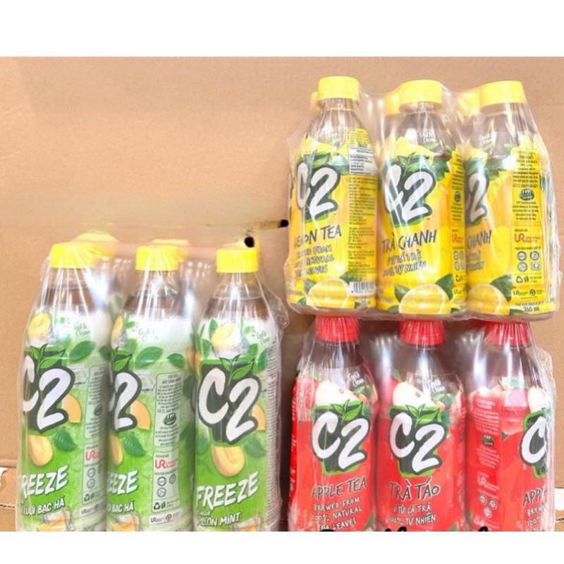 1 Lốc 6 Chai Trà Xanh C2 Hương Chanh/Táo/Dưa Lưới 355ml/455ml ...