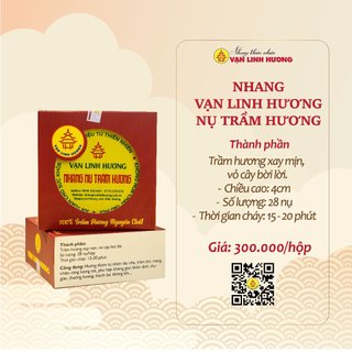 Nhang nụ trầm hương Vạn Linh Hương, hộp 28 nụ