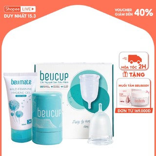  Cốc Nguyệt San BeUcup Silicol Y Tế Wacker Đức Siêu Mềm, Đạt Chuẩn FDA Hoa Kỳ