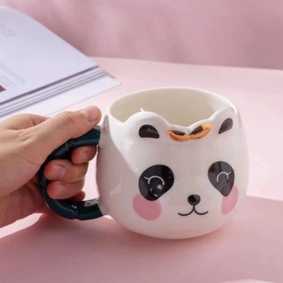 Ly nước cá nhân gốm sứ 450ml tone màu pastel hình Gấu cực xinh