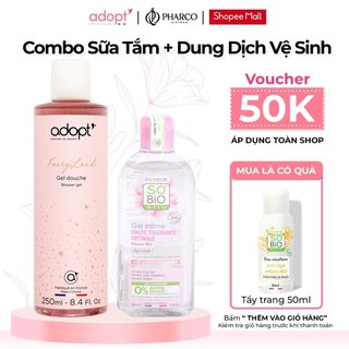 COMBO 2 Sữa Tắm Nước Hoa Adopt 250ml và DDVS dạng gel thuần chay Sobio 200ml