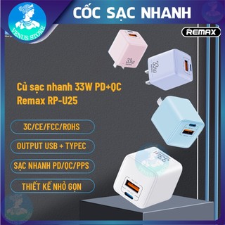 Cốc sạc nhanh 2 cổng remax rp-u25 usb & typec - củ sạc nhanh 33w tiện lợi sạc nhanh hơn, chân gập chuyên dụng