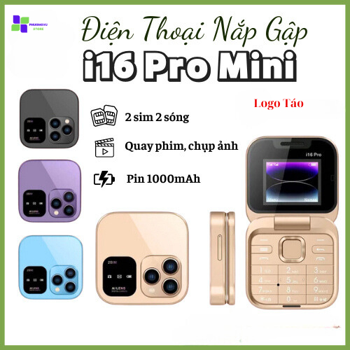 Điện thoại nắp gập i16 pro mini 2 sim