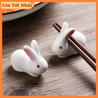 Gác đũa thỏ con bằng gốm sứ cao cấp Đồ kê đũa gác cọ hình chú thỏ đáng yêu