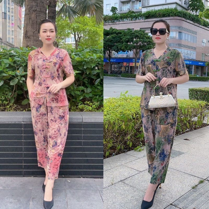 Đồ bộ cao cấp sang chảnh trung niên đồ bộ phong cách vải mát mẻ mùa hè, mùa thu, mẫu mới năm nay