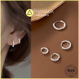 [BẠC 925-BH TRỌN ĐỜI] Khuyên Tròn Đá 6A BẠC 925 Không Rỉ Bấm Bật Bông Tai Tròn Đơn Giản Nam Nữ HANADA L1 0383 B2