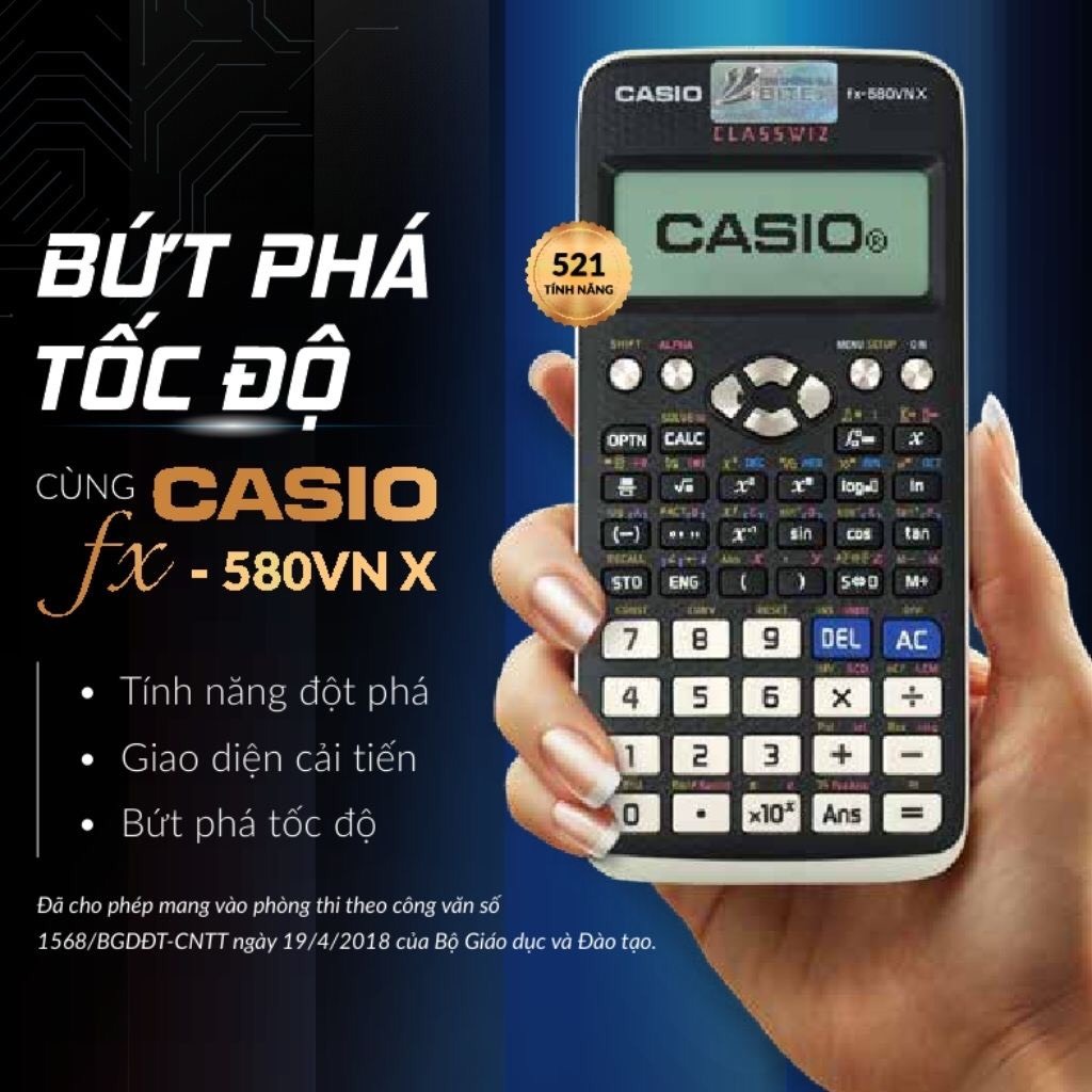 Máy Tính Casio FX-580VN X Dành Cho Học Sinh Cấp 2 Cấp 3 .Máy Tính Casio FX 580VN.
