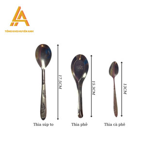 Thìa, muỗng ăn cơm, thìa phở, thìa cà phê inox 304 cán hoa dày dặn