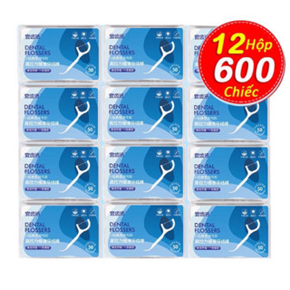 Combo 12 hộp - 600 chiếc tăm chỉ nha khoa tiệt trùng. sợi chỉ mành chăm sóc và vệ sinh răng miệng. làm sạch răng