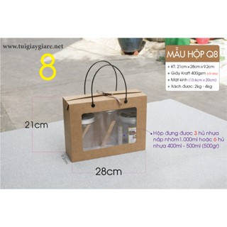 25 cái - Hộp giấy kraft đựng quà tặng – bánh mứt ,Thực phẩm, quà tặng, 3 hủ nhựa 1 lít = Hộp Q8 kraft