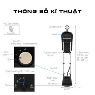 Bàn ủi hơi nước đứng philips ste3170/80, công suất 2000w - bình chứa 2lít, hơi phun 430g/phút - ngăn chứa tinh dầu.