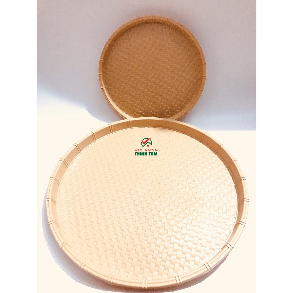 Khay Mẹt nhựa tròn giả mây tre Size 28cm・Đĩa mẹt tròn đựng bún đậu,đồ ăn vặt,mẹt gà