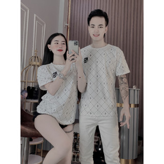 Áo thun nam cổ tròn chất vải cotton phối họa tiết thêu logo đẹp như hình