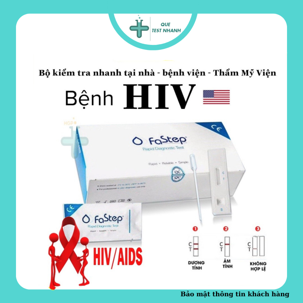 (Che tên) Bộ xét nghiệm nhanh HIV Fastep MỸ USA, bộ kit test nhanh HIV tại nhà, đọc kết quả 5 phút
