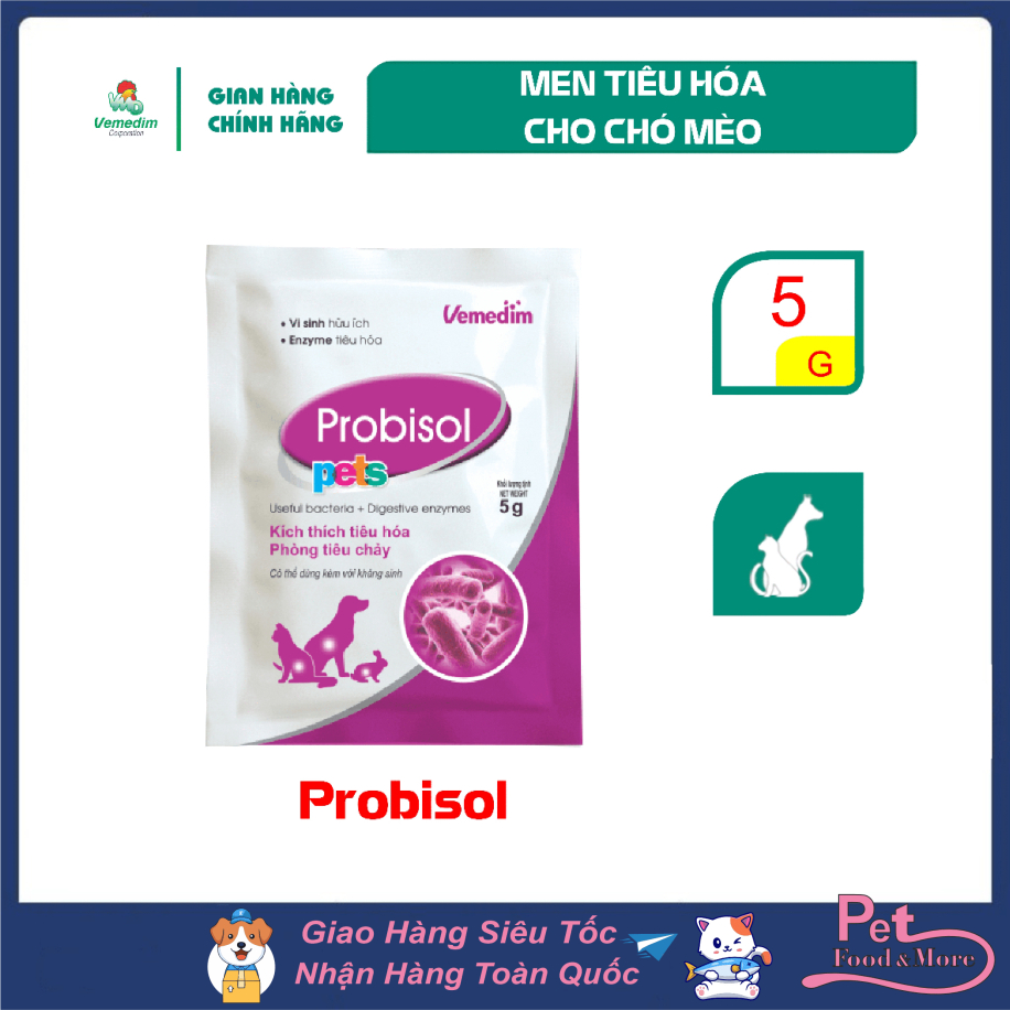 Men Tiêu Hóa Probisol + Biotic Hỗ Trợ Đường Ruột Cho Chó Mèo Gói 5g