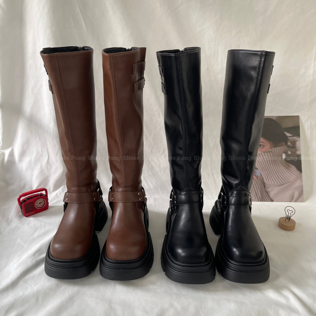 Giày Boot đế cao, cổ cao Pong Shoes- Full Box- Mã 1647
