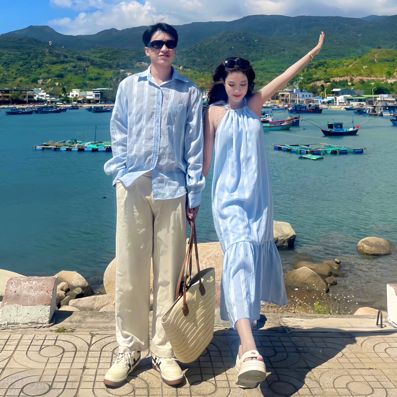 Set Bluesea đồ đôi gồm áo sơmi và váy DEARLUV