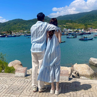 Set Bluesea đồ đôi gồm áo sơmi và váy DEARLUV