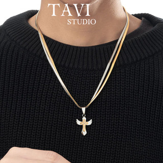 Dây Chuyền Nam Salvat Bằng Thép Titan Mặt Cánh Thiên Thần Unisex Thời Trang Đường Phố Phong Cách Hip Hop Tavi Studio
