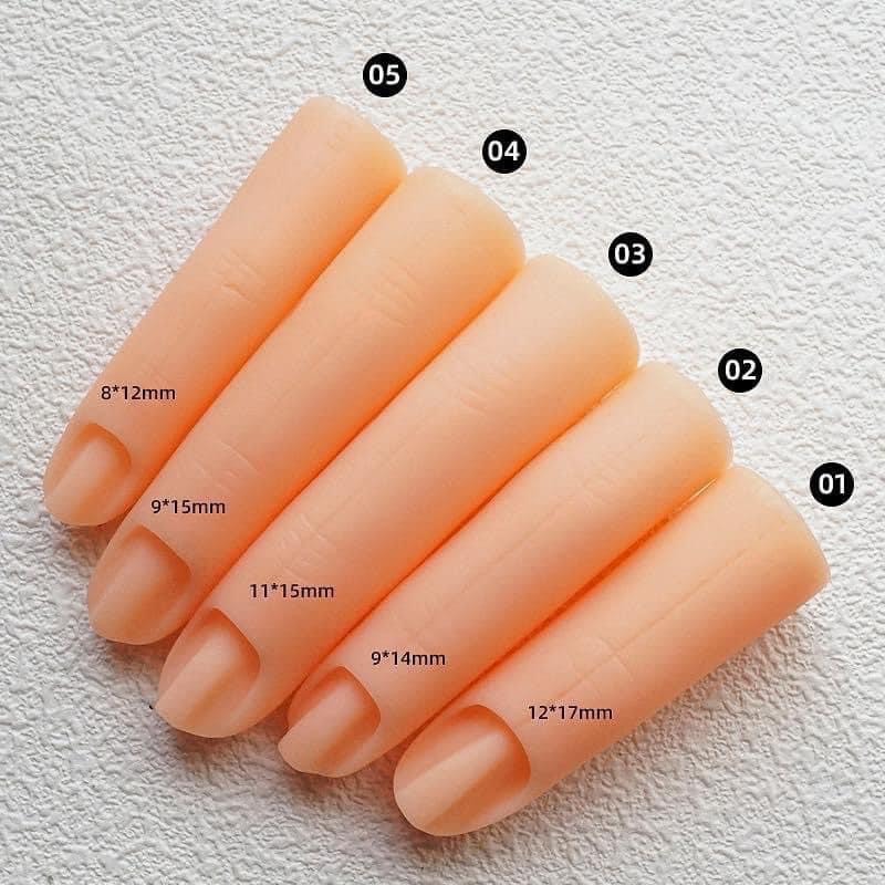 Bộ 5 ngón tay giả silicon thực hành nail - Set 5 ngón tay giả tập dũa form móng, đắp bột sơn gel