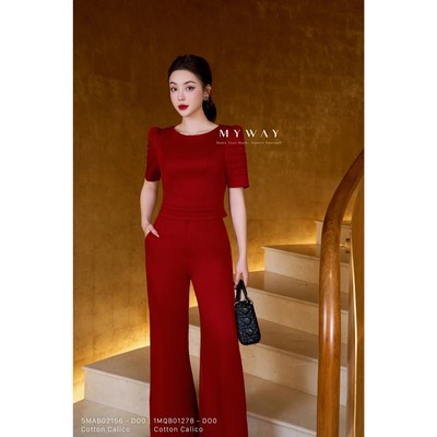 Set Áo Kiểu Và Quần Ống Rộng Nữ MY WAY Dáng Ngắn Sang Trọng 5MAB02156 - 1MQB01278 - DO0