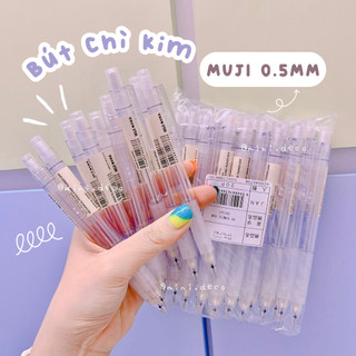 Bút chì kim bấm polycarbonate semi muji chính hãng 0.5mm có tẩy
