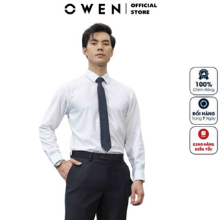 Áo Sơ Mi Trắng Dài Tay Nam OWEN Somi màu trắng trơn công sở vải sợi sồi cao cấp dáng ôm tà lượn không túi