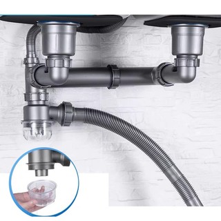 Bộ xi phông thoát nước chậu rửa bát, bầu xả inox 304, thoát nước nhanh, ngăn mùi hôi