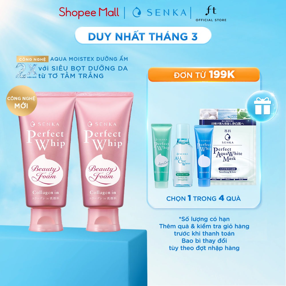 Bộ 02 Sữa rửa mặt tạo bọt bổ sung Collagen Senka Perfect Whip Collagen 120g/chai