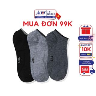 Vớ Tất Nam Nữ Cổ Ngắn Trơn T&T SOCKS Basic Màu Đen Xám Ghi Thoáng Khí Êm Ái Khử Mùi - NAM145