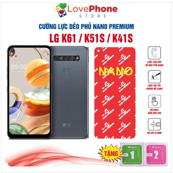 Cường lực LG K41S / K51S / K61S dẻo phủ Nano Premium chống xước bảo vệ màn hình - Love Phone