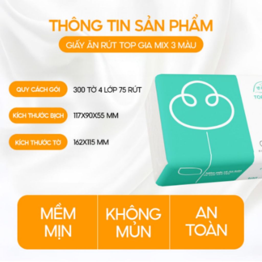 Giấy ăn rút Top Gia, thùng 30 gói 16 gói 4 lớp cao cấp tiện lợi, chống thấm