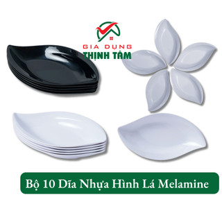 Bộ 10 dĩa nhựa hình lá melamine - fataco